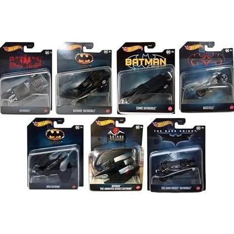 Hot Wheels DC Batman 7Car DieCast Collector Set Includes Batmobiles, Batcycle & Batwing