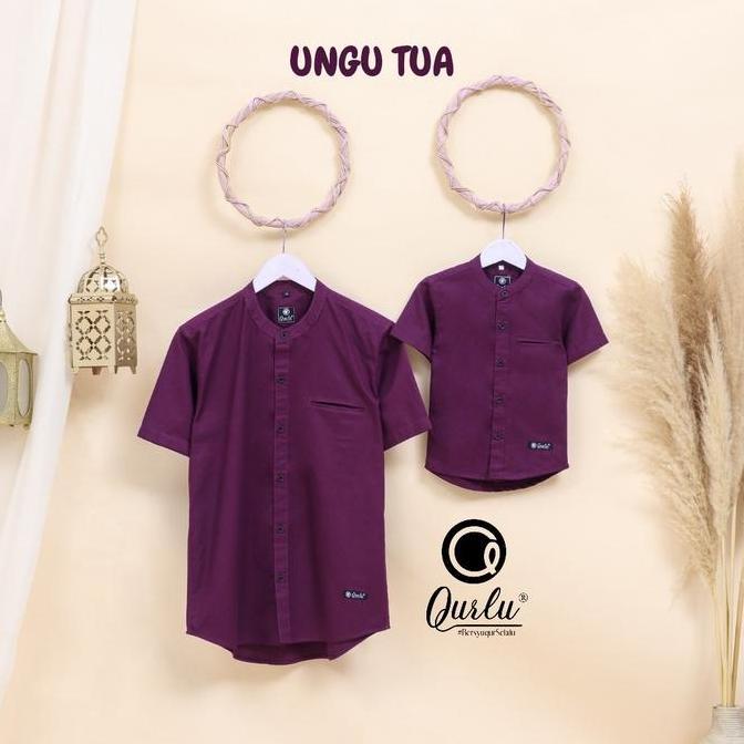 Qurlu - Kemeja Koko Dewasa / Anak warna UNGU TUA (Bisa couple ayah anak)