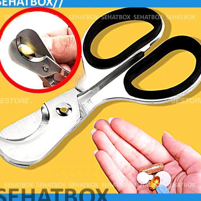 GUNTING OBAT (STRONG) STAINLESS PILL CUTTER SCISSOR VITAMIN ALAT POTONG OBAT GUNTING OBAT  PIL KAPSU
