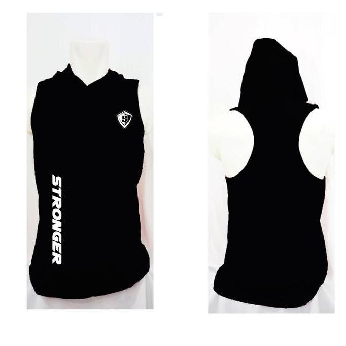 DS93 >> Singlet Topi Gym Pria Stronger Hoodie