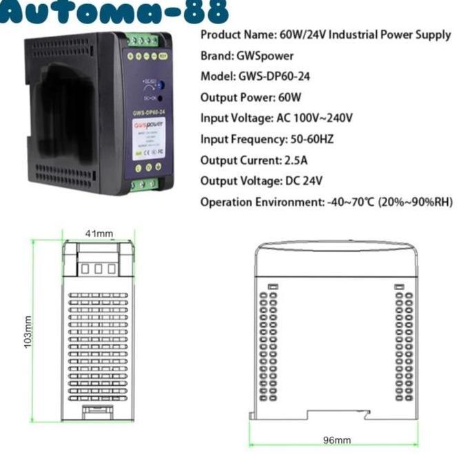 Diskon Power Supply Din Rail 24Vdc 60Watt