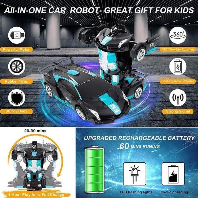 Mainan Mobil Remote Control/RC Mobil Sport Car Robot Transform/1:14 Remote Transformer Robot