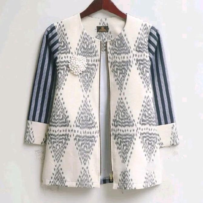 Blazer Tenun Blazer Atasan Wanita Bluse Tenun Atasan Baju Kerja Blazer - Kemeja Pria Couple Seragam 