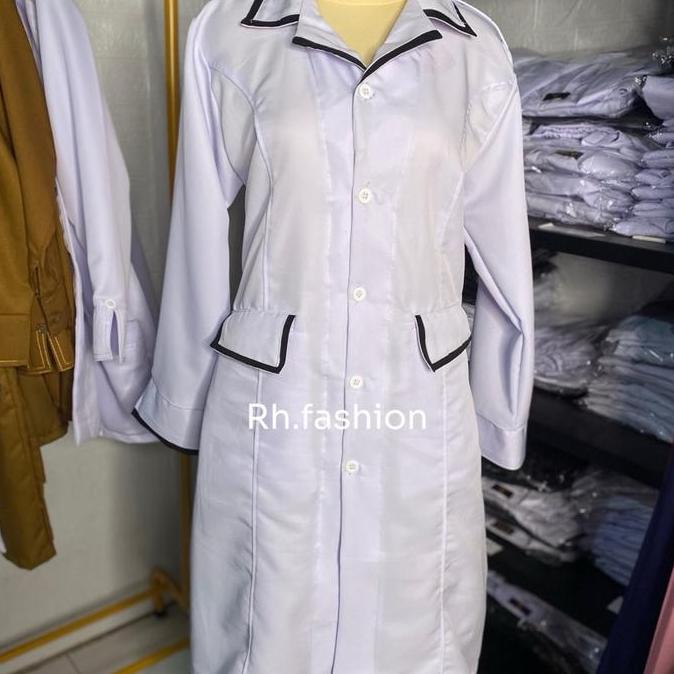 Stelan Pdh Tunik Putih List Hitam Seragam Pns Wanita