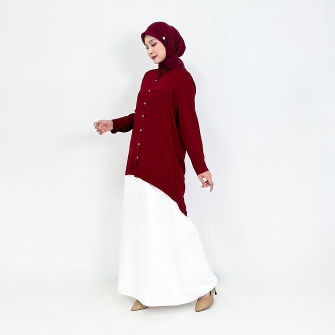 Lezahrasignature Set Baju Tunik Wanita Merah Putih Kemerdekaan 17 Agustusan - Setelan Lengan Panjang