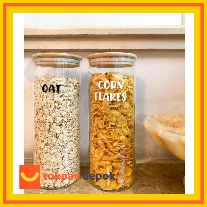 Toples Kaca Bulat Polos Tutup Kayu Kedap Udara My Home Toples  Kue  1  Set  Lengkap Toples  Nastar