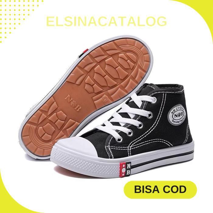fg-87 Sepatu sekolah NB Pria wanita Hitam Putih Tinggi Original
