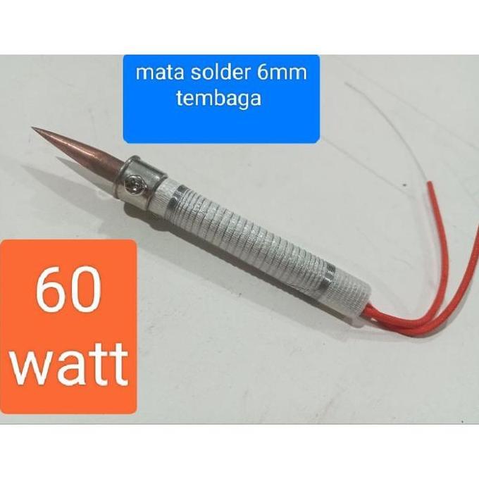 Elemen solder 60 watt + mata solder 6 mm tembaga.