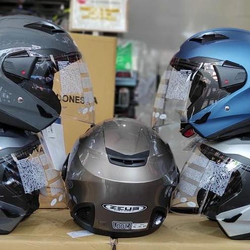 Helm Half Face Merek Zeus 611Polos Double Visor