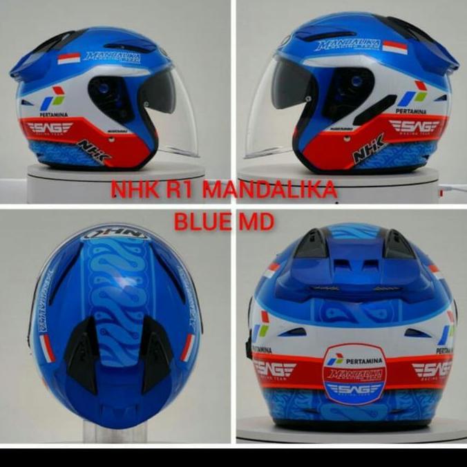Helm Nhk R1 Gp Edition Mandalika Half Face Double Visor