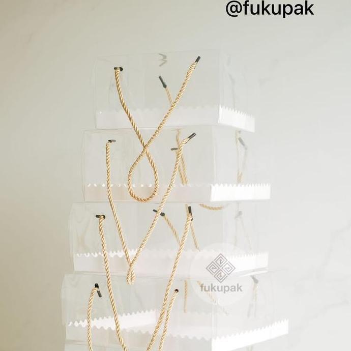 BEBAS ONGKIR - (20pcs) Fukupak Box Mika Tali Tinggi 10 cm kotak transparan dus mika kue nasi