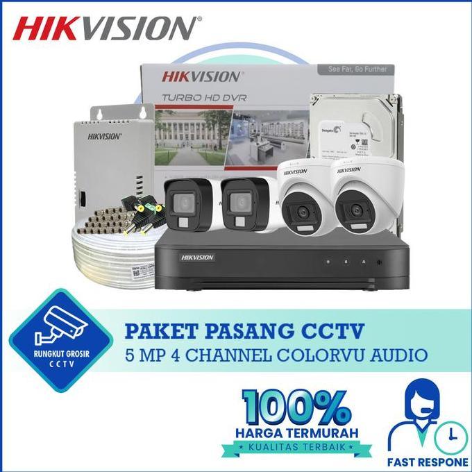 Paket CCTV 4ch HIKVISION 5MP Colorvu Audio