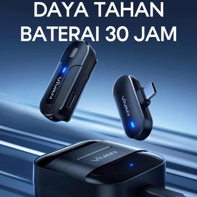 BEBAS ONGKIR - Microphone Vivan VWA-M8C Usb C / VWA-M8L Lightning Wireless Clip On Mic