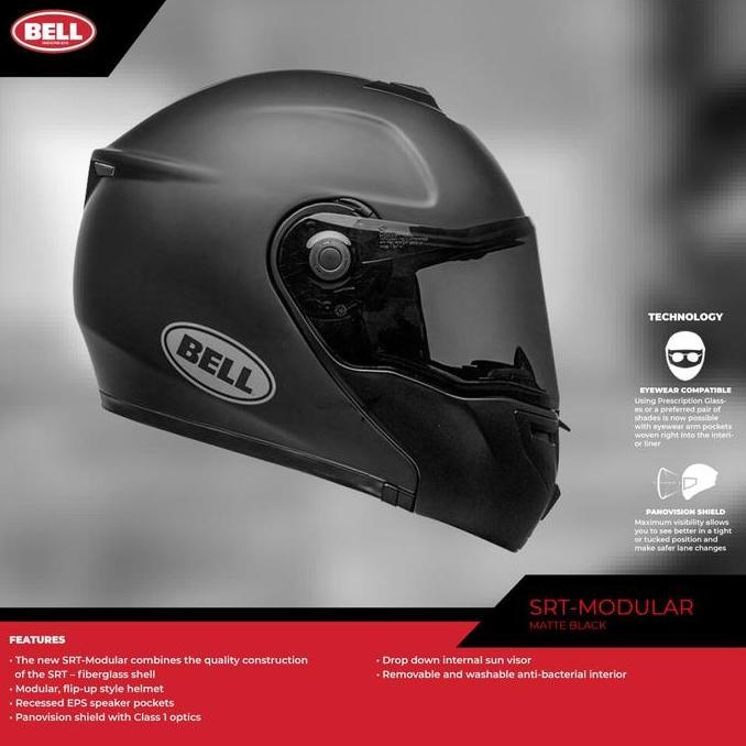 Helm Bell Srt Modular Matte Black Modular