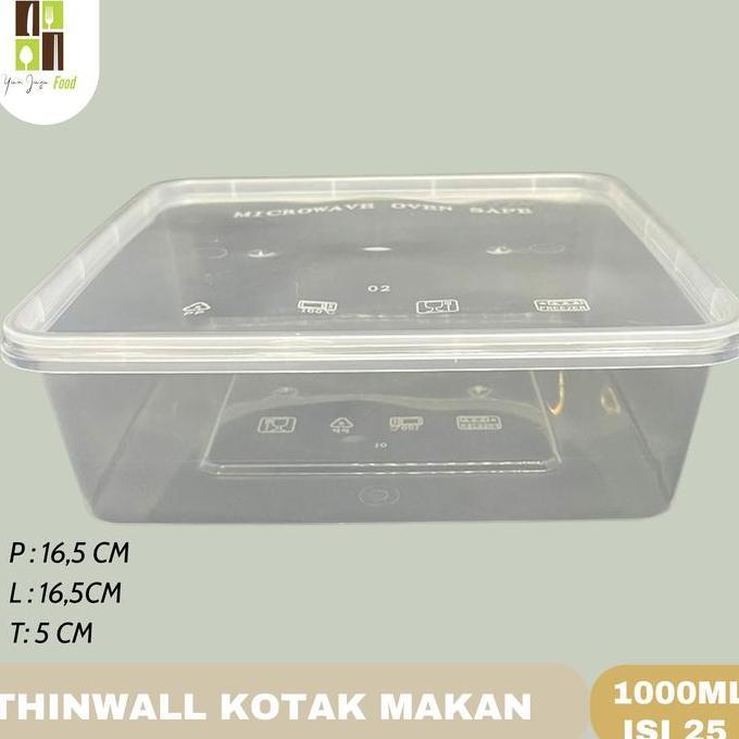 New- Thinwall Deemak DM 1000ml / Kotak Makan Plastik / Wadah Plastik