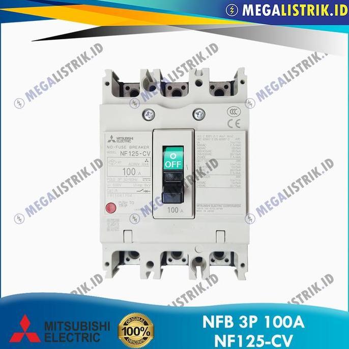 Promo Mitsubishi NFB 3P 100A NF125-CV / MCCB / No Fuse Breaker NF125CV 100 Ampere COD