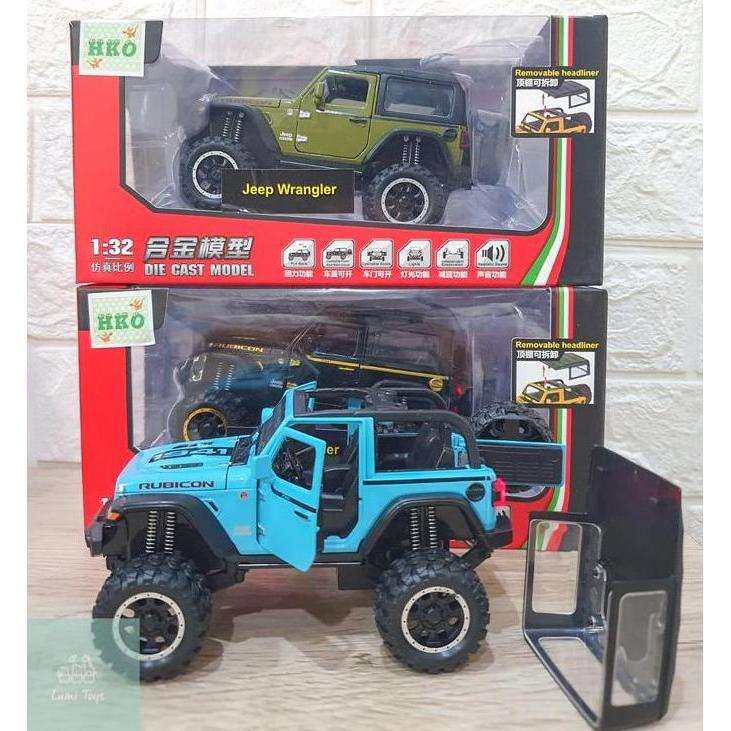 Diecast Mobil Jeep Wrangler Rubicon Pullback Lampu Suara 1:32 CZ09