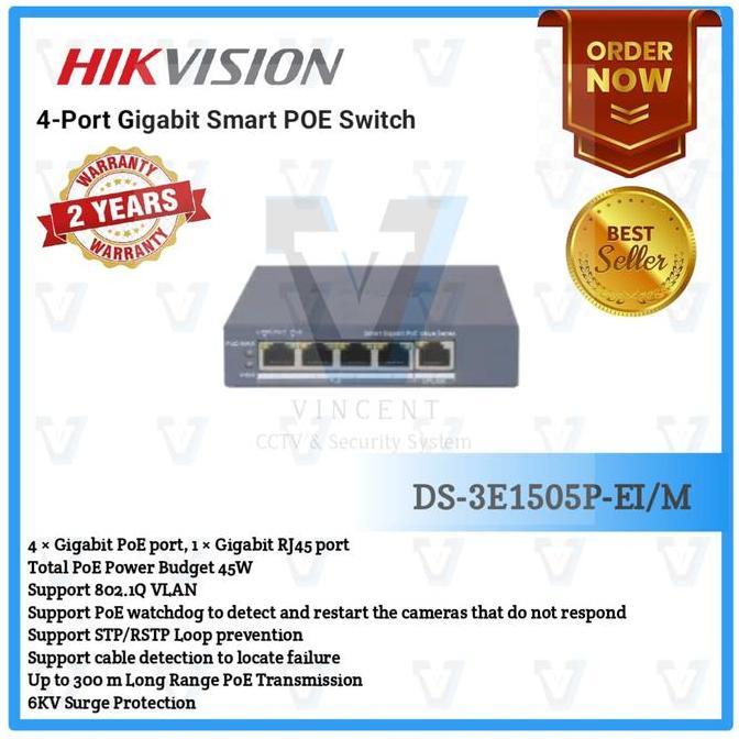 DS-3E1505P-EI/M Hikvision 4 Port Gigabit Smart POE Switch