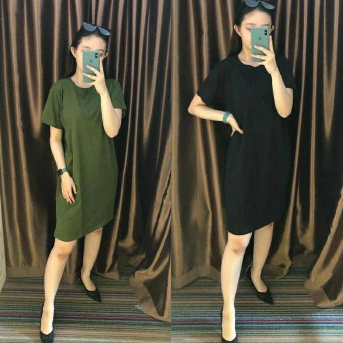 Baju Dress Wanita Midi Daster Kaos Polos