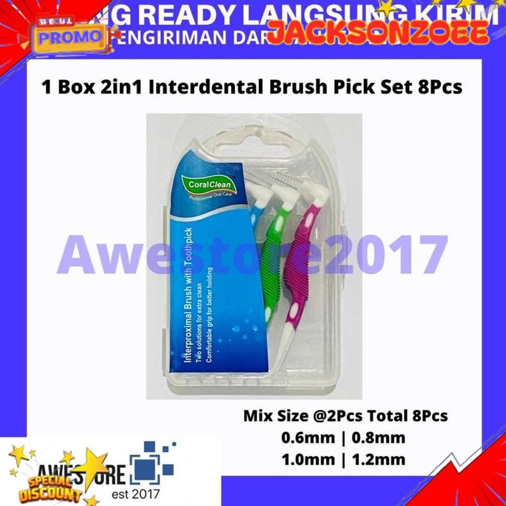 Unik 1 Box Mix 4 Size Interdental Brush 2In1 Sikat Gigi Ortho Behel Kawat