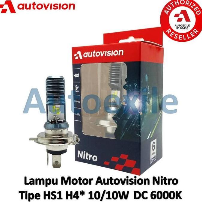 Autovision Nitro High Power LED HS1 H4 DC White Putih 6000K Lampu Motor