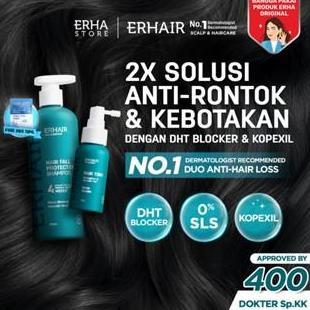 kola_sansti - erhair anti hairfall set | shampoo 37ml + tonic 6ml dht blocker anti rontok