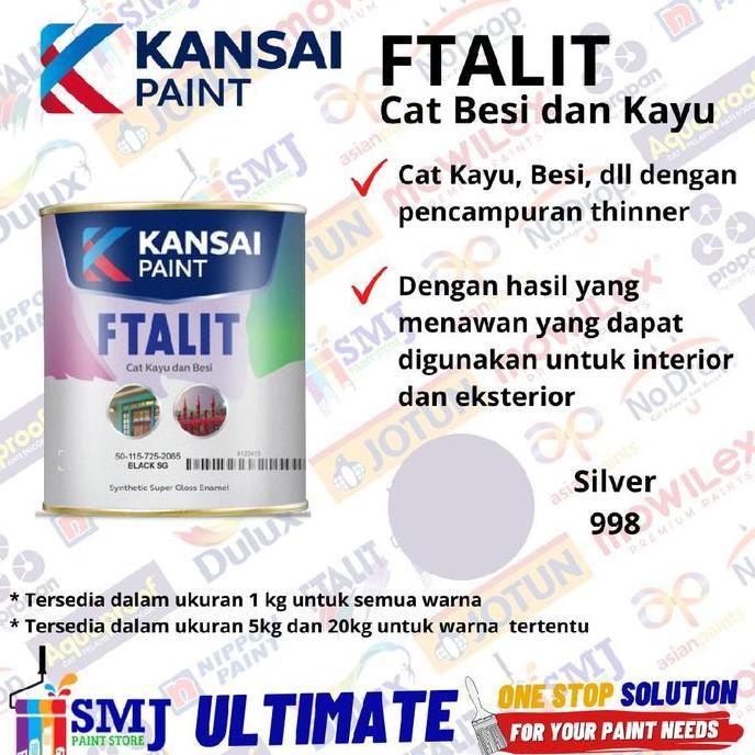 TERMURAH - Cat Besi dan Kayu Minyak FTALIT warna Silver 998 kg /1L