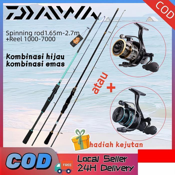 Paket Murah Set Lengkap Daiwa 2-In-1 Joran Spinning + 1 Reel Pancing Daiwa, Reel Pancing Daiwa Asli 