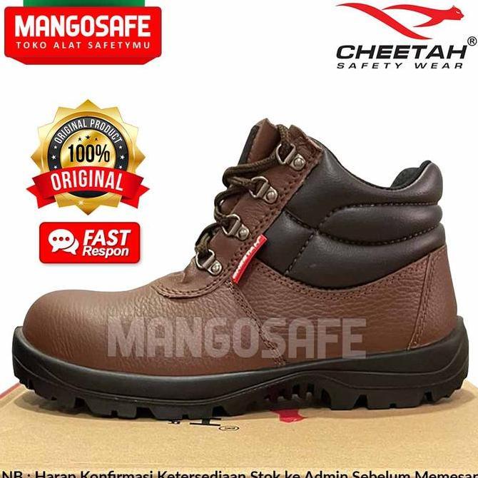 Cheetah 7106C Sepatu Safety Proyek Pu Bertali Semi Boot 7106 Coklat