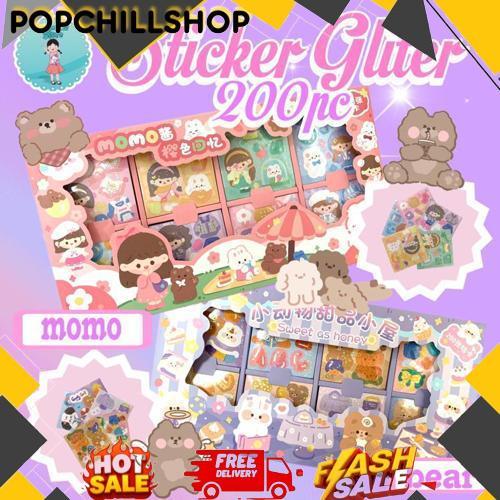 Cod 200 Lembar Sticker Box Pvc Jumbo Size/200 Pet Stiker Gambar Kartun Diy Sticker Set 200 Lembar Pe