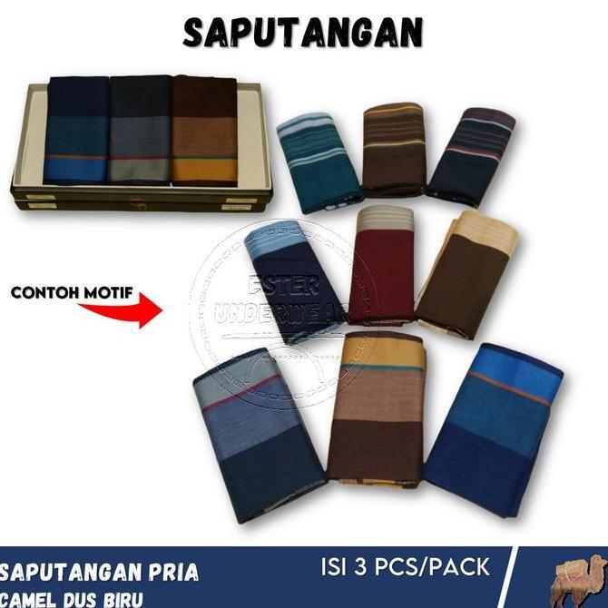 Saputangan Pria Camel Biru Halus isi 3Pcs