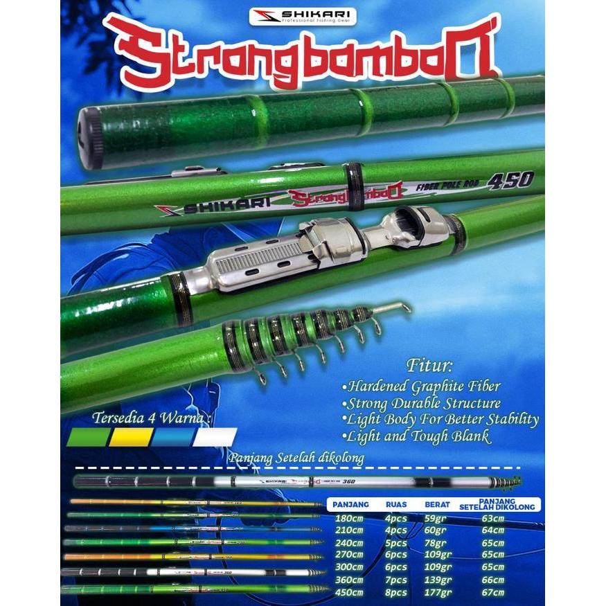 Joran Tegek Strong Bamboo Panjang 210/240/270/300/360/450 Ring Kolong Terlaris Best Quality 100% Ori