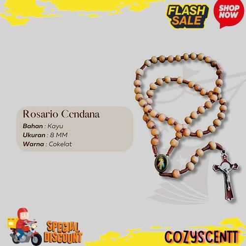 Promo Kalung Rosario 77 Bapa Kami Kayu Cendana 8 Mm Souvenir Rohani Katolik Pria Wanita Tali Lilit