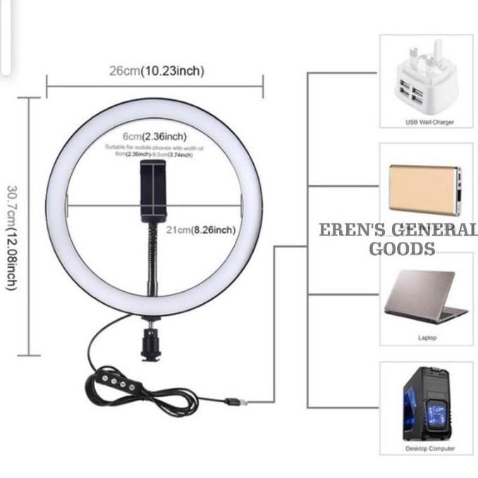 TERMURAH Ring Light Lampu Selfie LED Diameter 26cm Jumbo With Holder