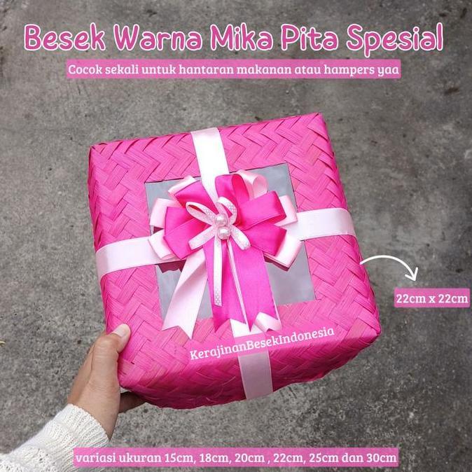 ~@~@~@~@] BESEK WARNA MIKA PITA POLKA HANTARAN HAMPERS CANTIK UNIK WARNA Keranjang kotak box nasi ke