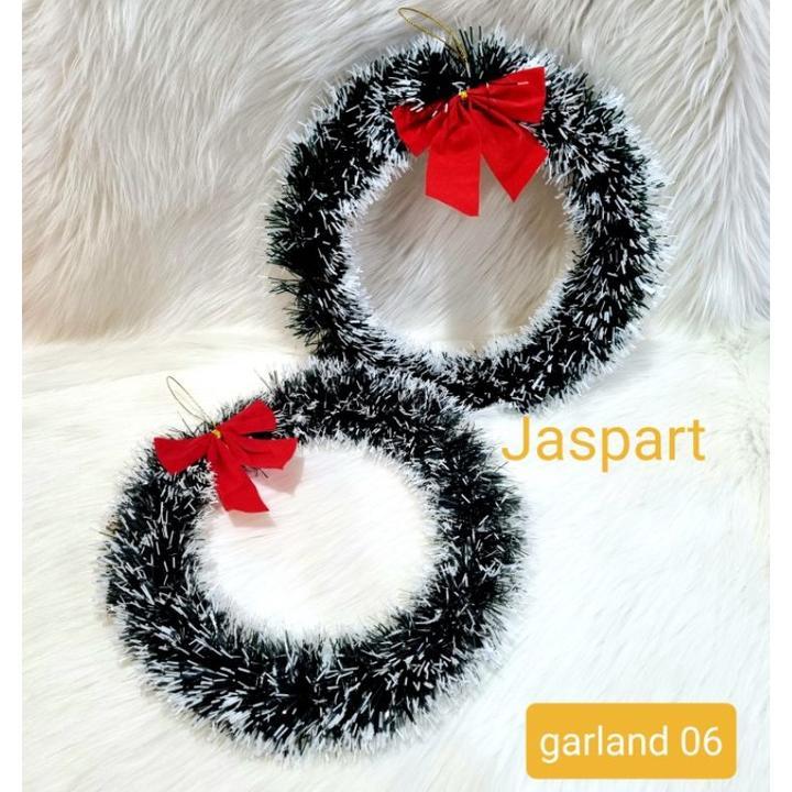 Pandyashop Garland Polos Dekorasi Natal Christmas Akesoris Lingkaran Garland Natal Krans Pita Hiasan