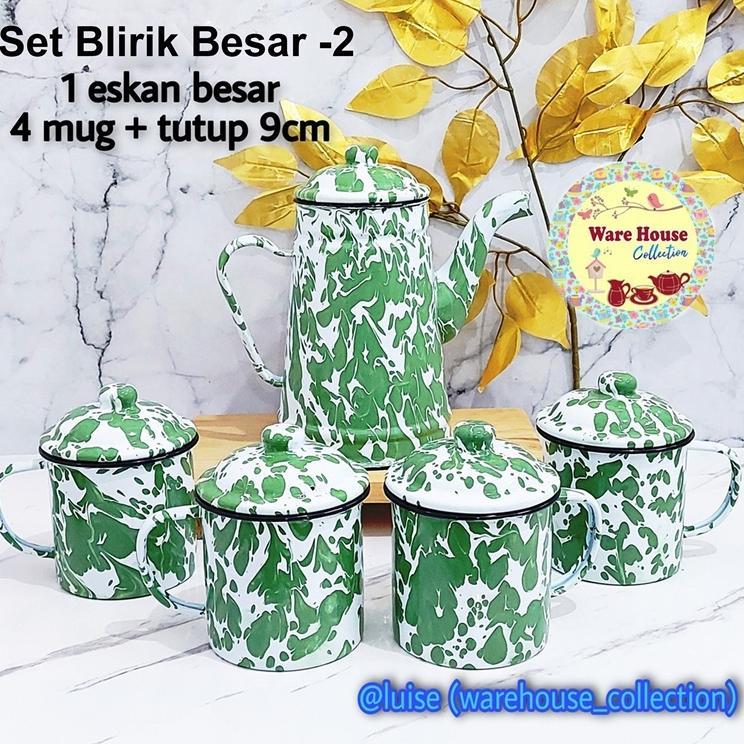 Set Teko Dan Mug / Teko Set Eskan + Mug 9Cm / Set Eskan Blirik  / Teko Dan Cangkir Set Jadul / Set J
