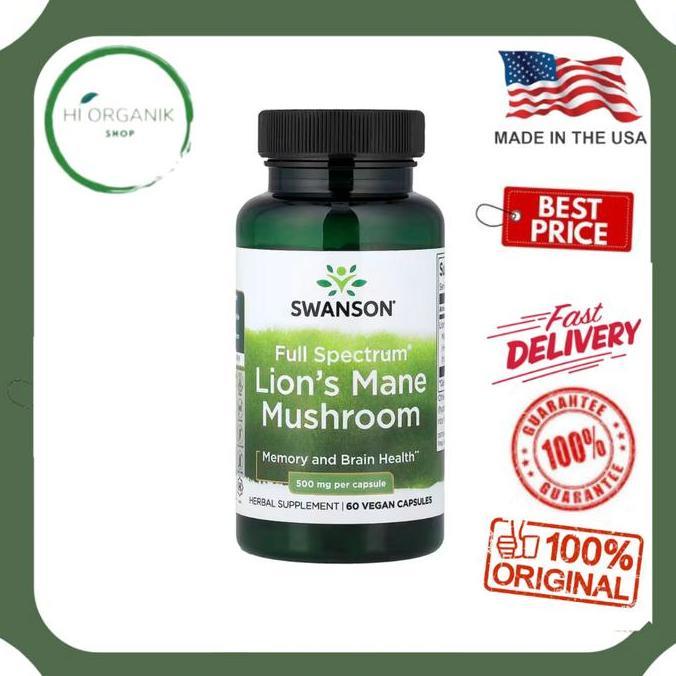 Swanson Full Spectrum Lion'S Mane Mushroom Lions Mane 500 Mg 60 Vegan Capsules Original