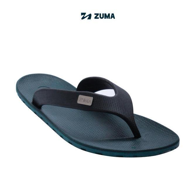 Zuma Men Onyx 11 Black Turquoise, Sandal Jepit Pria Karet Polos, Hitam Pirus
