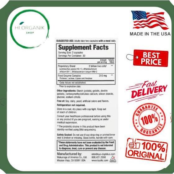 Kyolic Kyo Dophilus Enzyme + Probiotic 60 Capsules Original