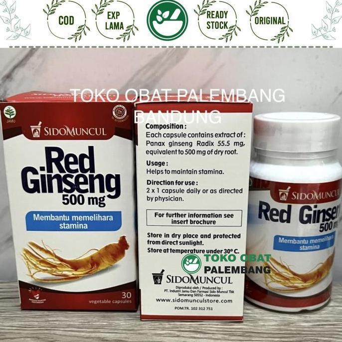 Sidomuncul Red Ginseng 500Mg 30 Kapsul Panax Ginseng Merah Sido Muncul Kualitas Terbaik Harga Termur