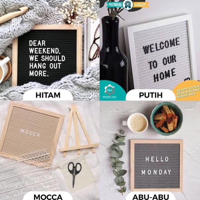 Lengkap 1 Set Felt Letter Board / papan huruf cafe, papan nama bayi