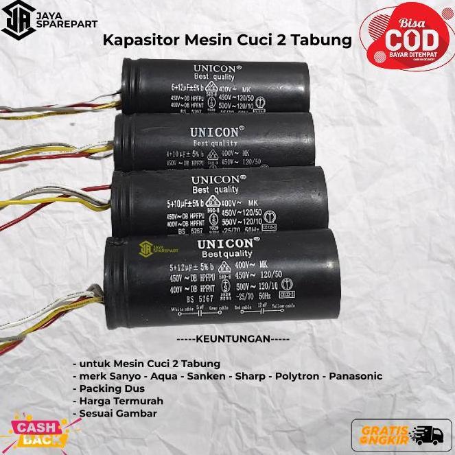 Kapasitor Mesin Cuci 2 Tabung ( untuk merk Sanyo, Aqua, Sanken, Sharp, HIGH QUALITY