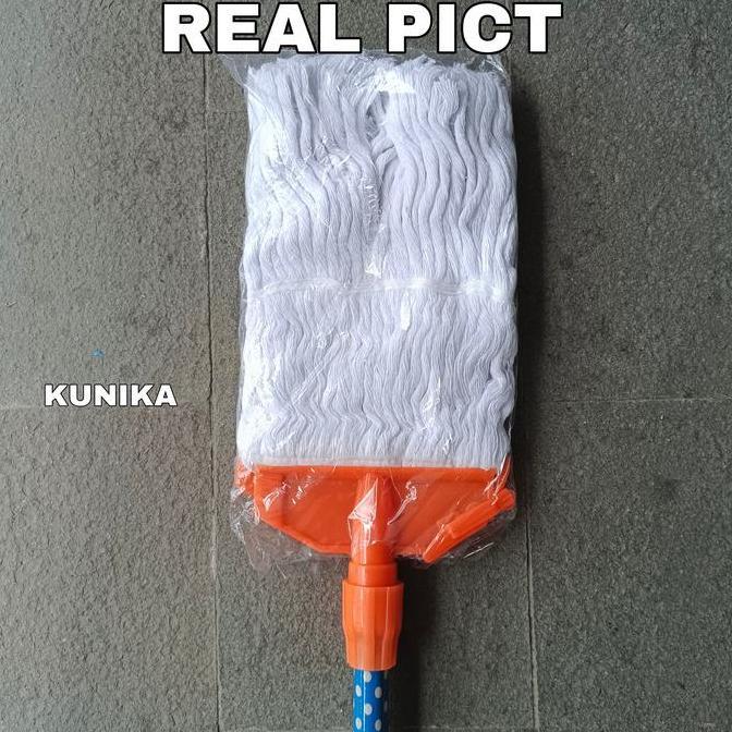 Pel jepit katun + gagang kayu panjang 1 meter Lantai Mop Pembersih