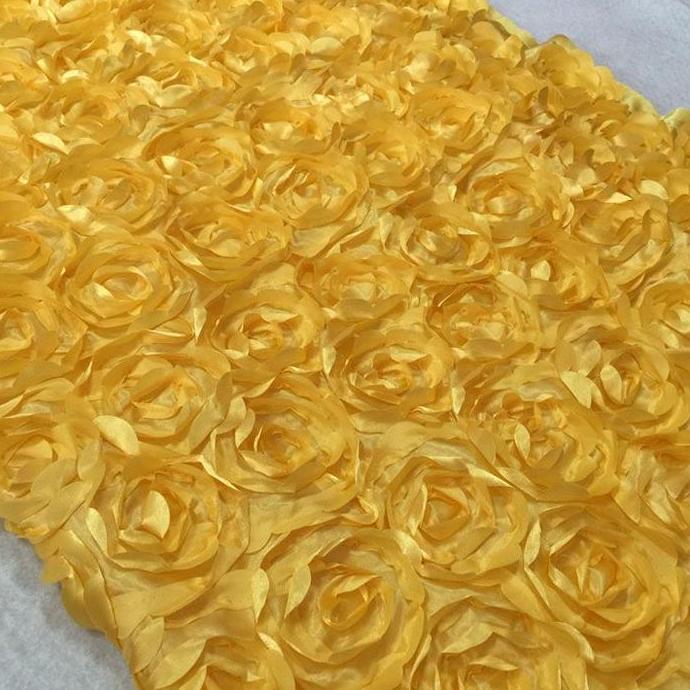 @#@#@#] Kain Backdrop Taplak Meja Satin Rosette Decoration Cloth - Yellow Gold