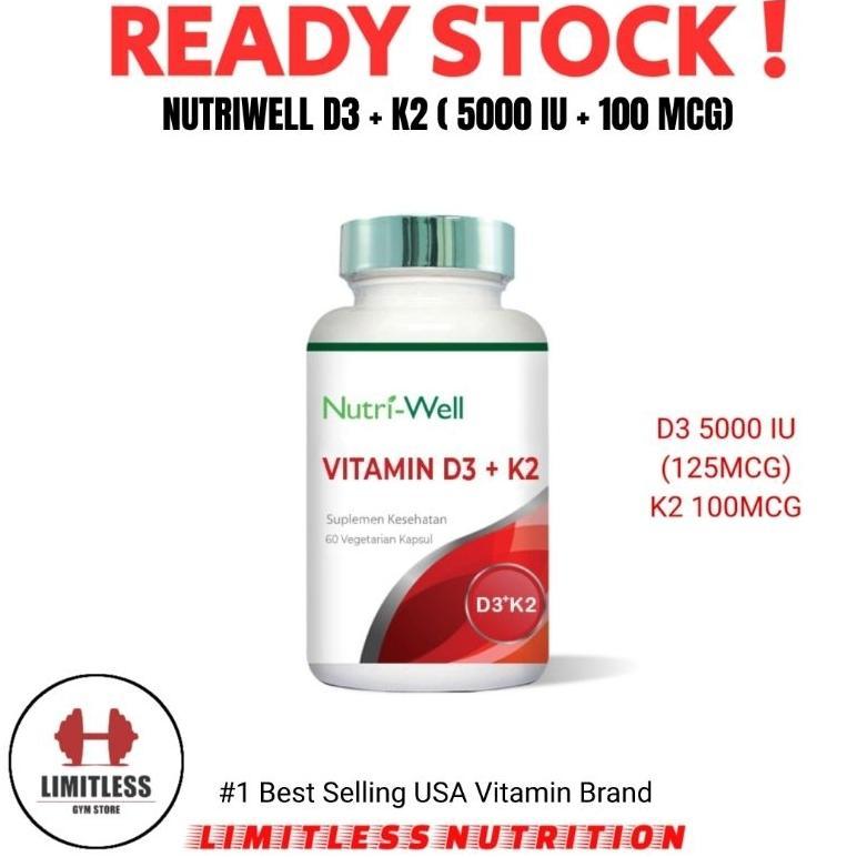 Nutriwell Vitamin D3 5000 Iu + K2 100 Mcg - 60 Tablet Original