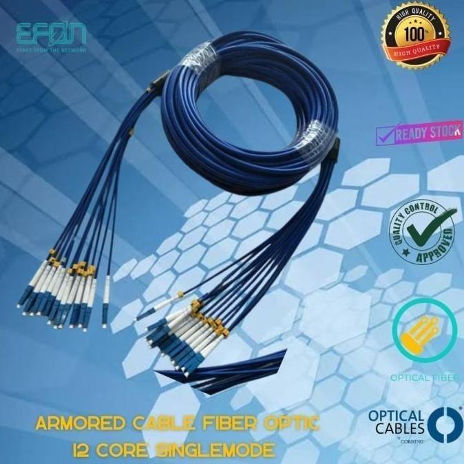 Armored cable fiber optic 12 Core Singlemode 9/125Um 3.0 Mm Corning Optical 400 Meter With Connector