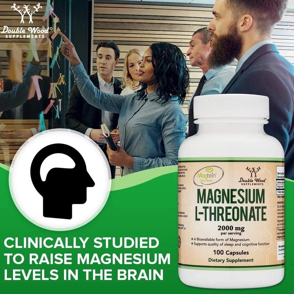 (Promo) Doublewood Usa Magtein Magnesium L-Threonate 2000Mg - 120 Kapsul Brain Focus L Threonate Ori