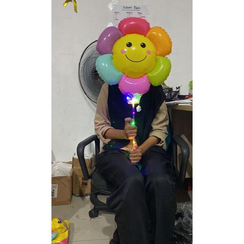 Balon Matahari Sunflower + Stick Cup Grosir Murah Ready