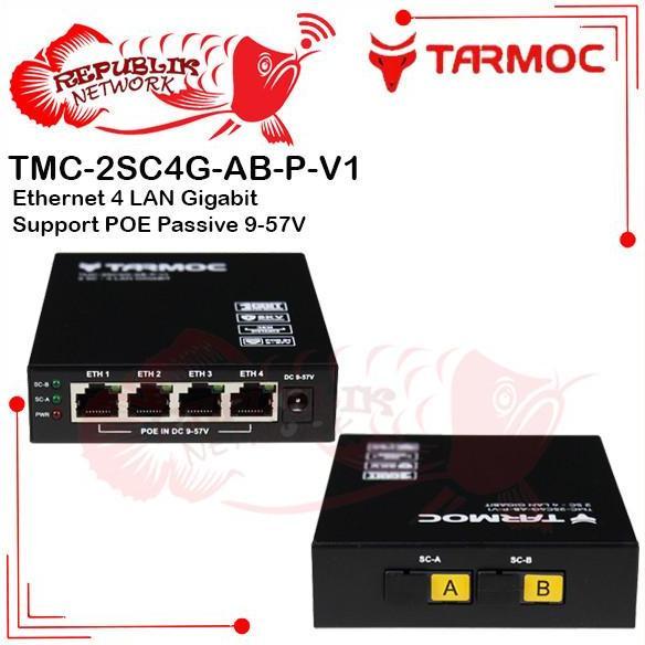 Tarmoc TMC-2SC4G-AB-P-V1 | Media Converter 2 FO 4 LAN Gigabit POE IN